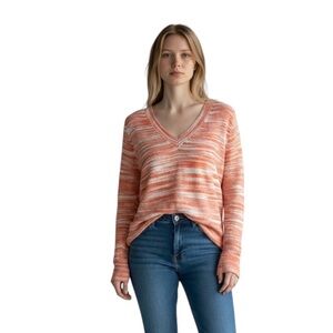 Anthropologie Moth V-Neck Marled Knit Hi Low Sweater